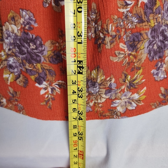 American Eagle Outfitters Orange Floral Mini Dress Off Shoulder XS Boho Pockets - Picture 14 of 14